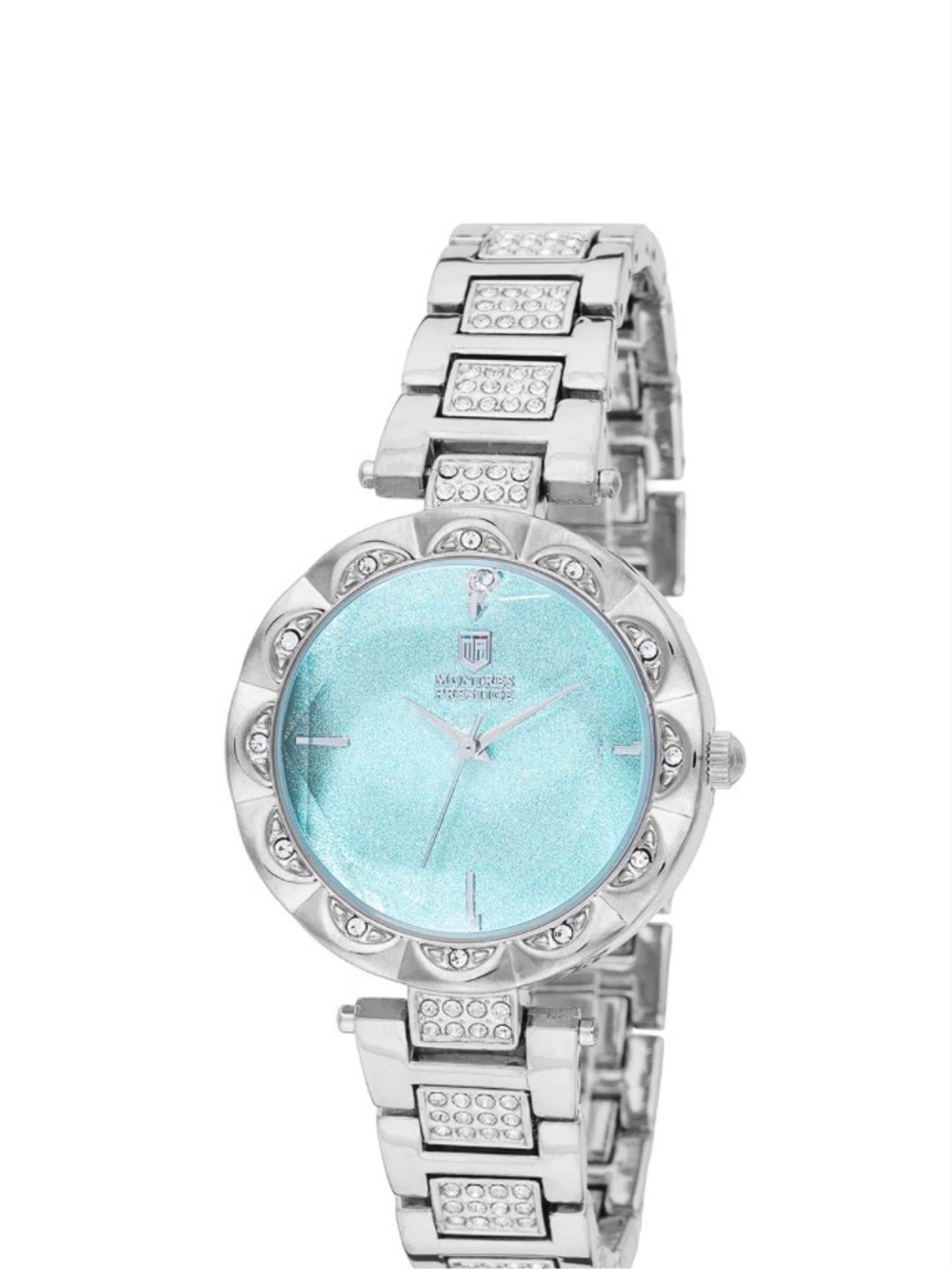 Invicta Silver Bracelet Watch with Light Blue Dial and Crystal Accents